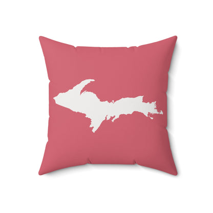 Michigan Upper Peninsula Accent Pillow (w/ UP Outline) | Watermelon Pink