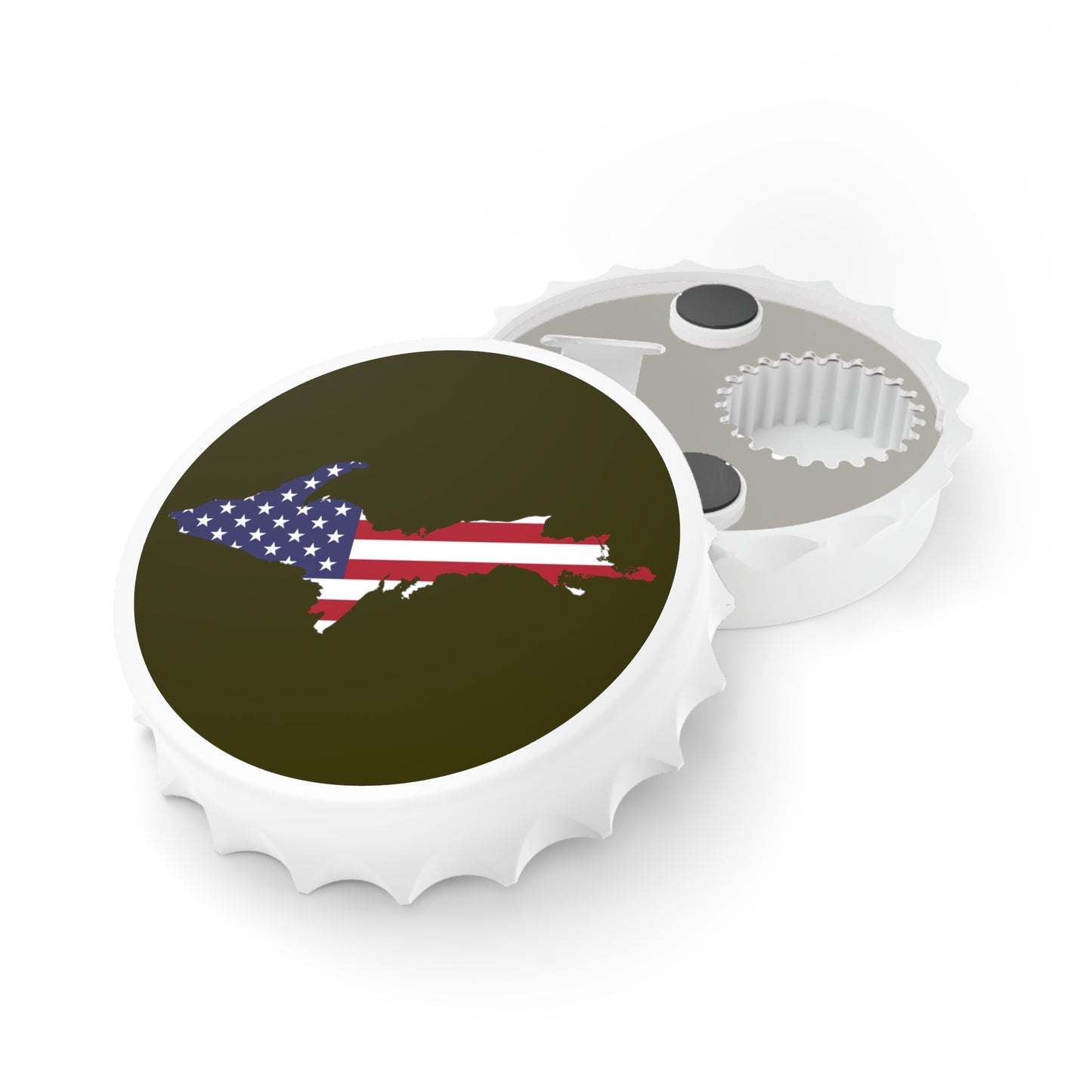 Michigan Upper Peninsula Bottle Opener (w/ UP USA Flag ) | Military Green