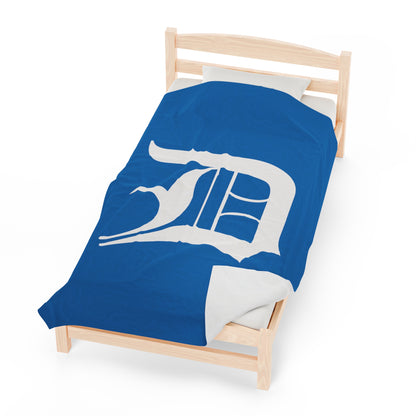 Detroit 'Old English D' Plush Blanket | Azure