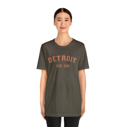 'Detroit EST. 1701' T-Shirt (Copper Ballpark Font) | Unisex Standard