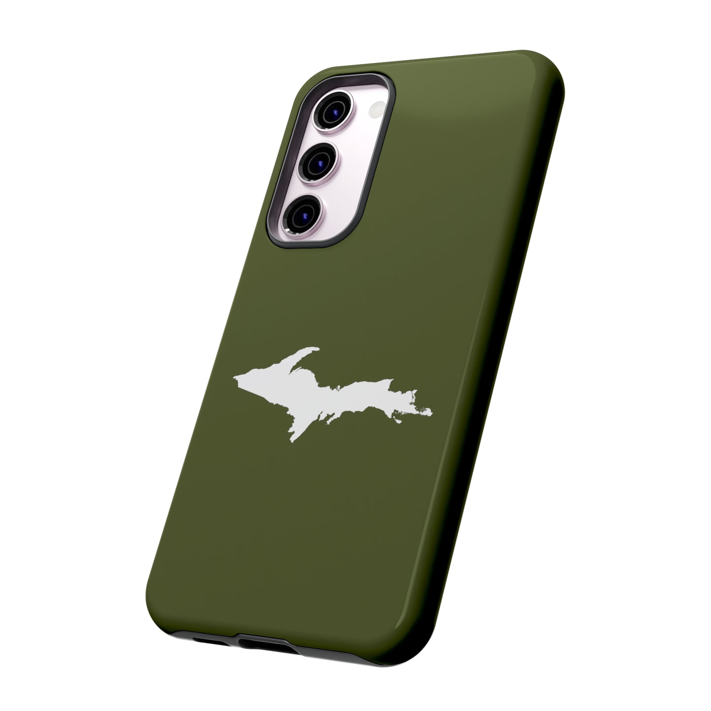 Michigan Upper Peninsula Tough Phone Case (Army Green w/ UP Outline) | Samsung & Pixel Android