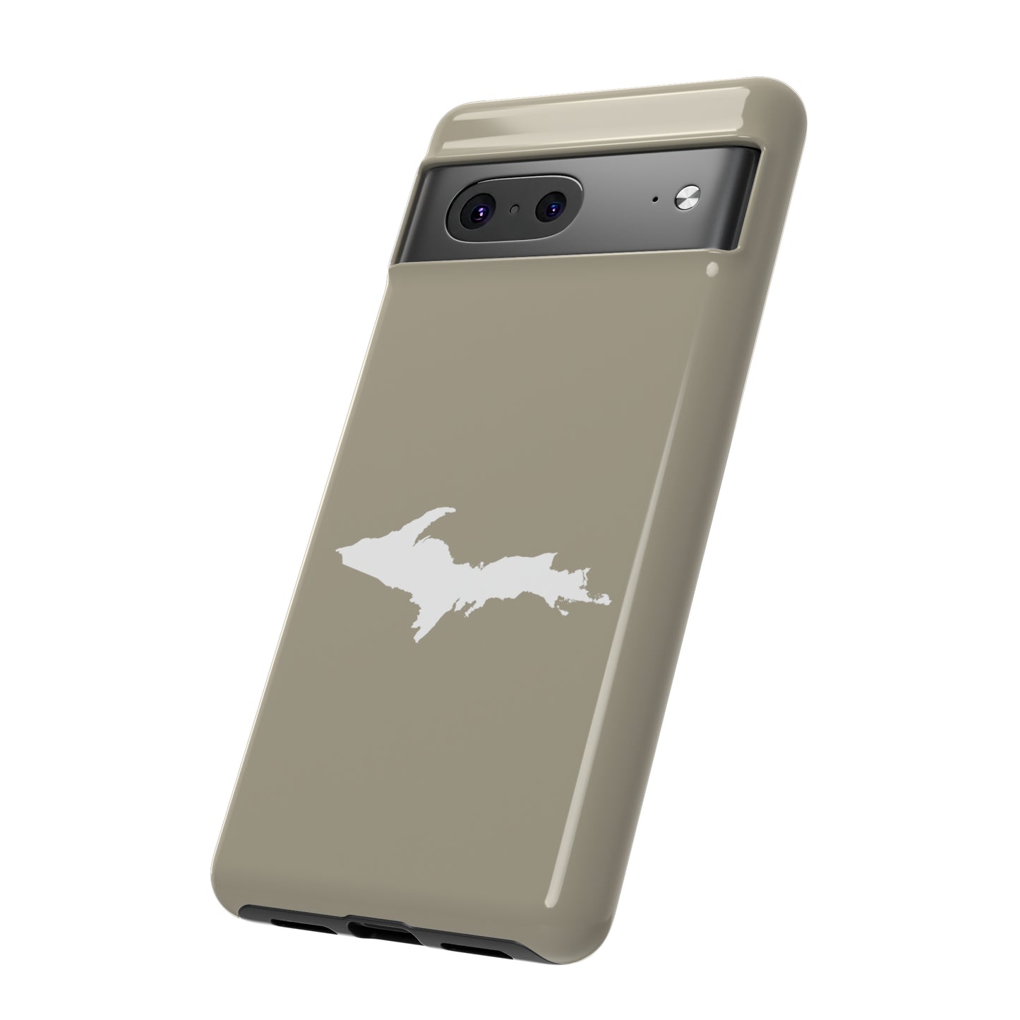 Michigan Upper Peninsula Tough Phone Case (Petoskey Stone Beige w/ UP Outline) | Samsung & Pixel Android