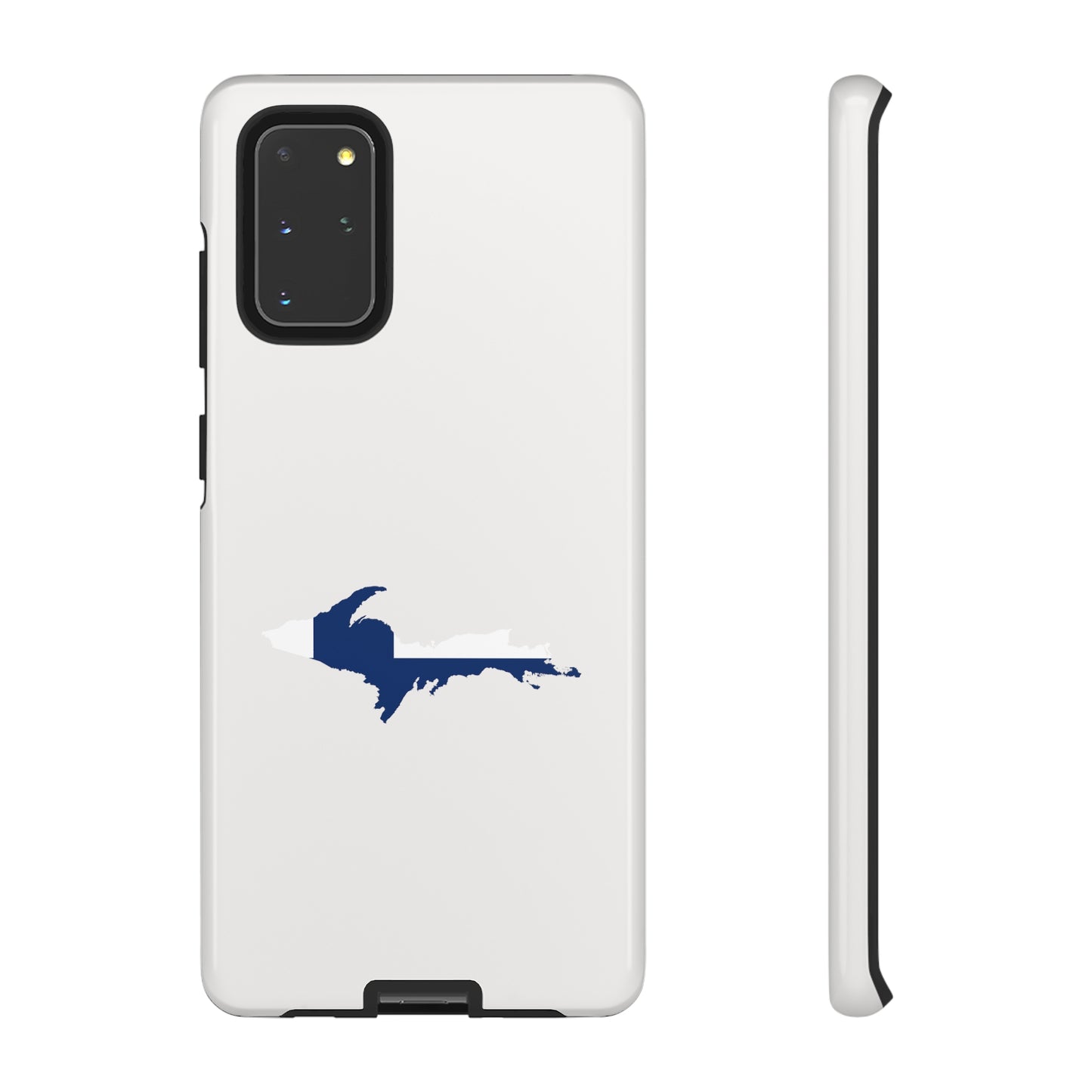 Michigan Upper Peninsula Tough Phone Case (Birch Bark White w/ UP Finland Flag Outline) | Samsung & Pixel Android