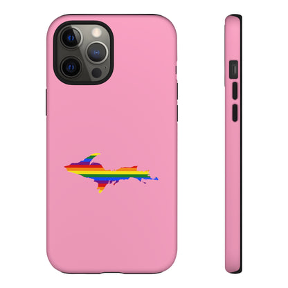 Michigan Upper Peninsula Tough Phone Case ('67 Pink Caddie w/ UP Pride Flag Outline) | Apple iPhone