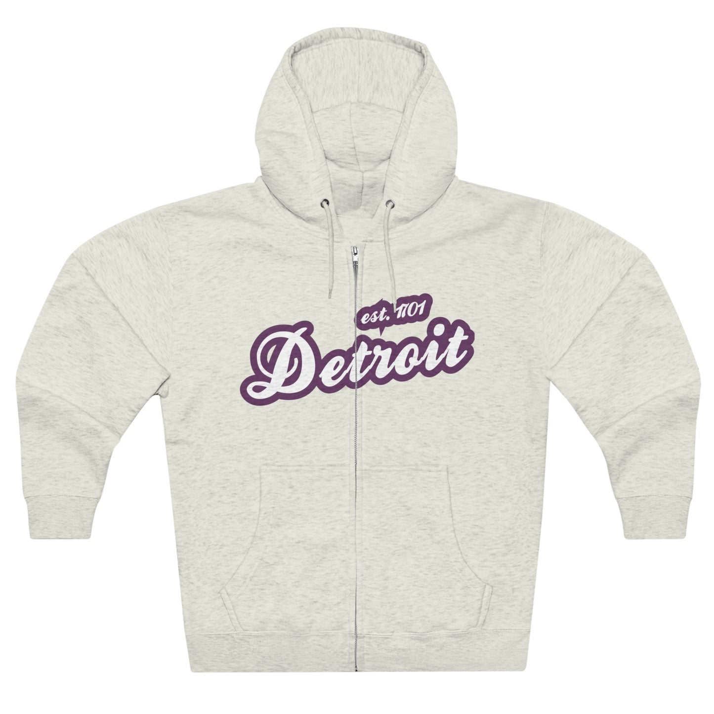 'Detroit EST 1701' Hoodie (Plum Script Font) | Unisex Full Zip