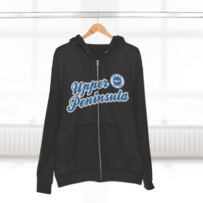 Upper Peninsula EST 1837' Hoodie (Lake Superior Blue Script Font) | Unisex Full Zip