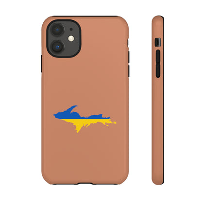 Michigan Upper Peninsula Tough Phone Case (Copper Color w/ UP Ukraine Flag Outline) | Apple iPhone