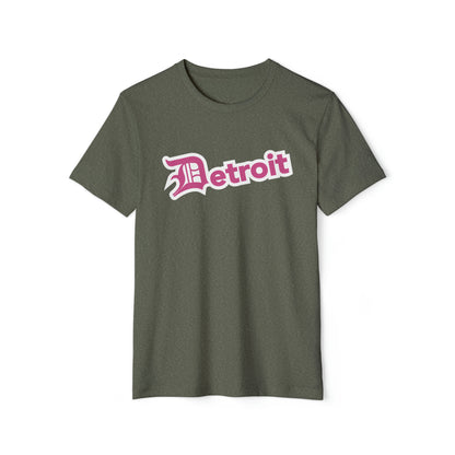 'Detroit' T-Shirt (Apple Blossom Pink Old English 'D') | Unisex Recycled Organic