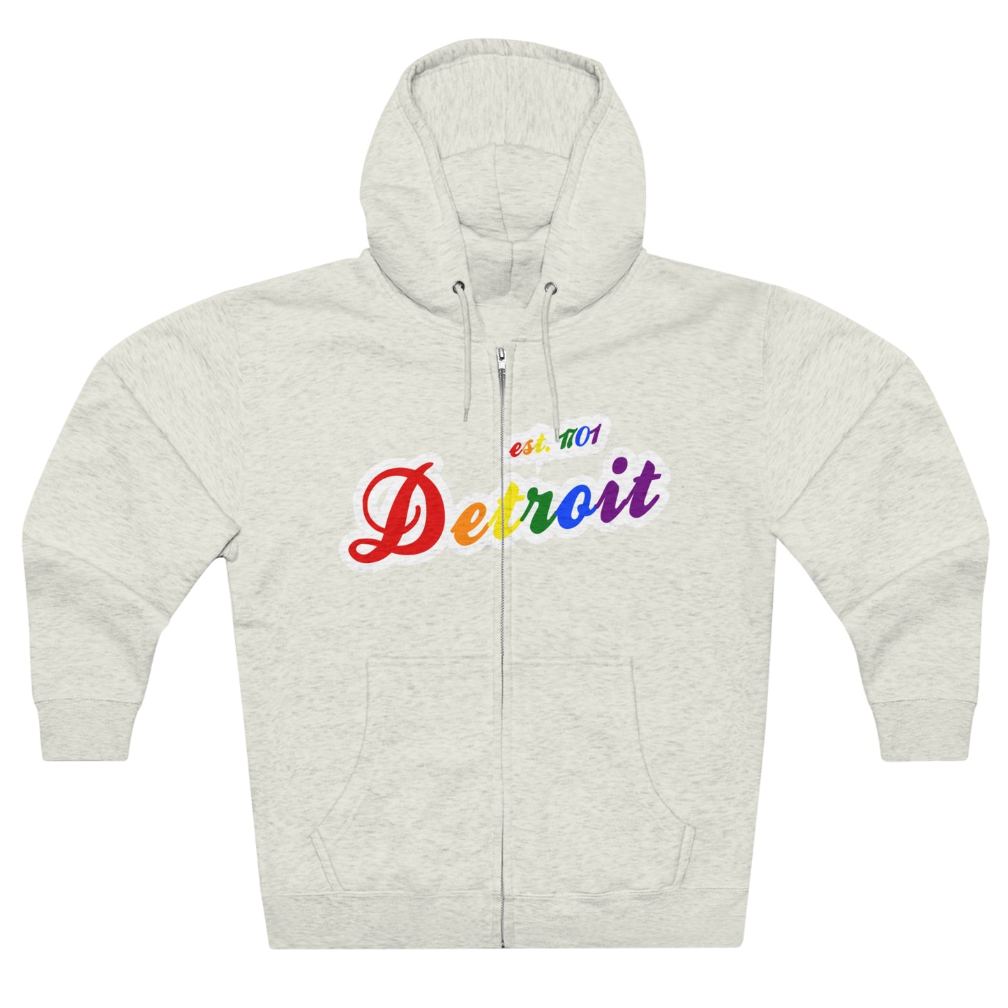 'Detroit EST 1701' Hoodie (Rainbow Pride Script Font) | Unisex Full Zip