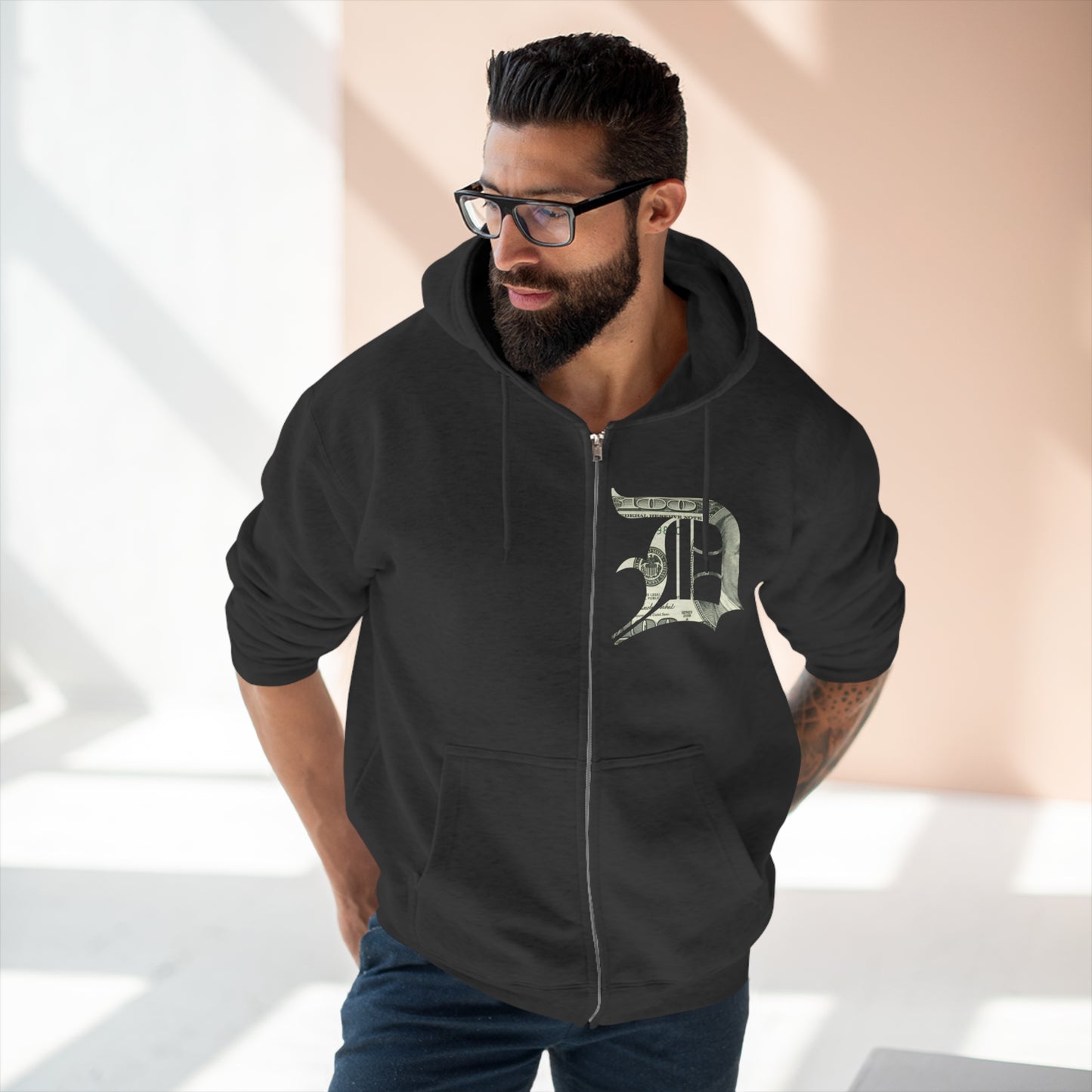 Detroit 'Old English D' Hoodie (Benjamins Edition) | Unisex Full Zip