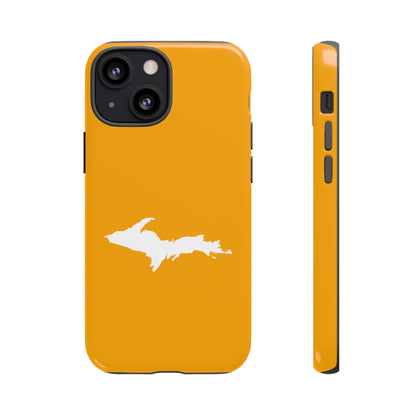 Michigan Upper Peninsula Tough Phone Case (Autumn Birch Leaf Color w/ UP Outline) | Apple iPhone