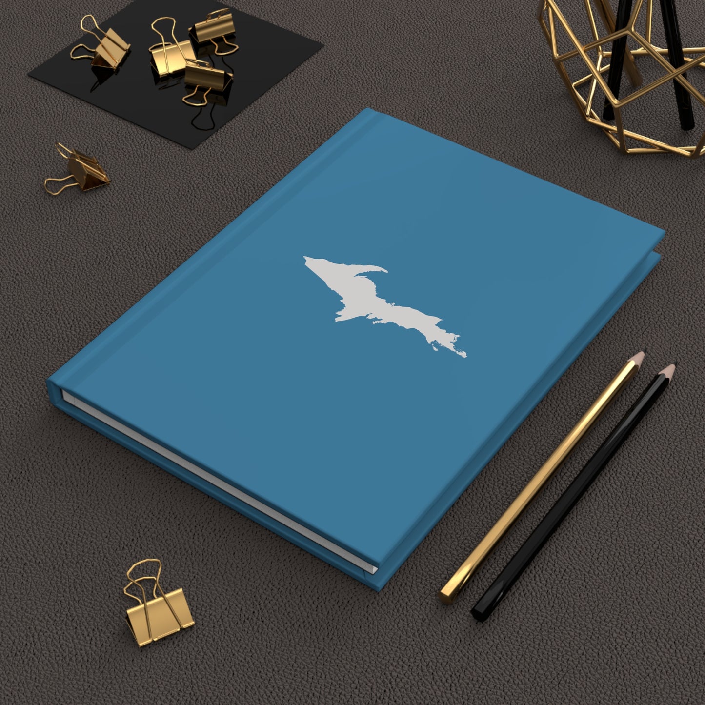 Michigan Upper Peninsula Hardcover Journal (Lake Michigan Blue w/ UP Outline) | Ruled - 150pgs