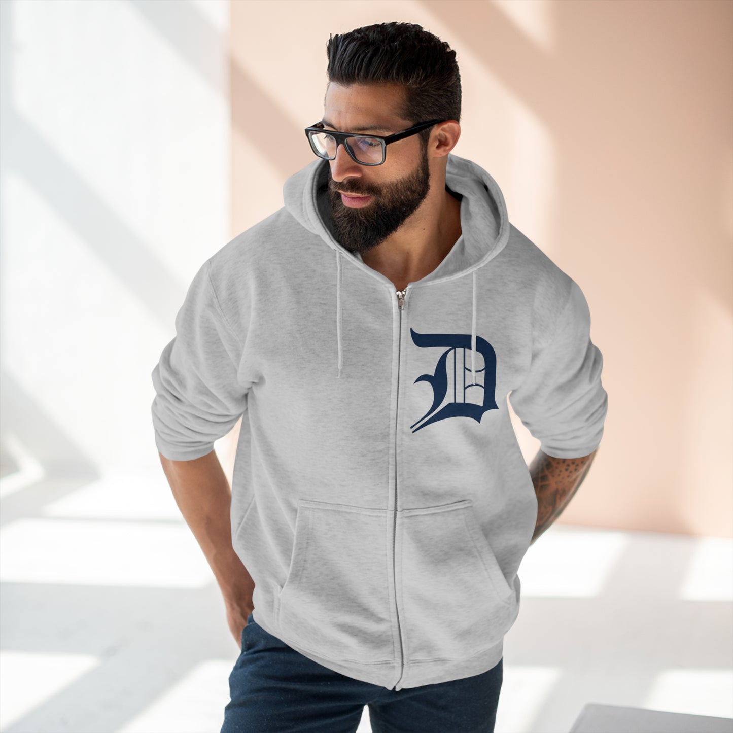 Detroit 'Old English D' Hoodie | Unisex Full Zip