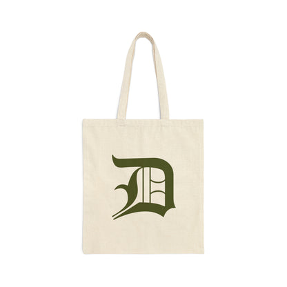 Detroit 'Old English D' Light Tote Bag (Army Green)