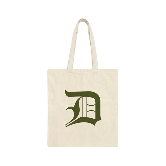 Detroit 'Old English D' Light Tote Bag (Army Green)