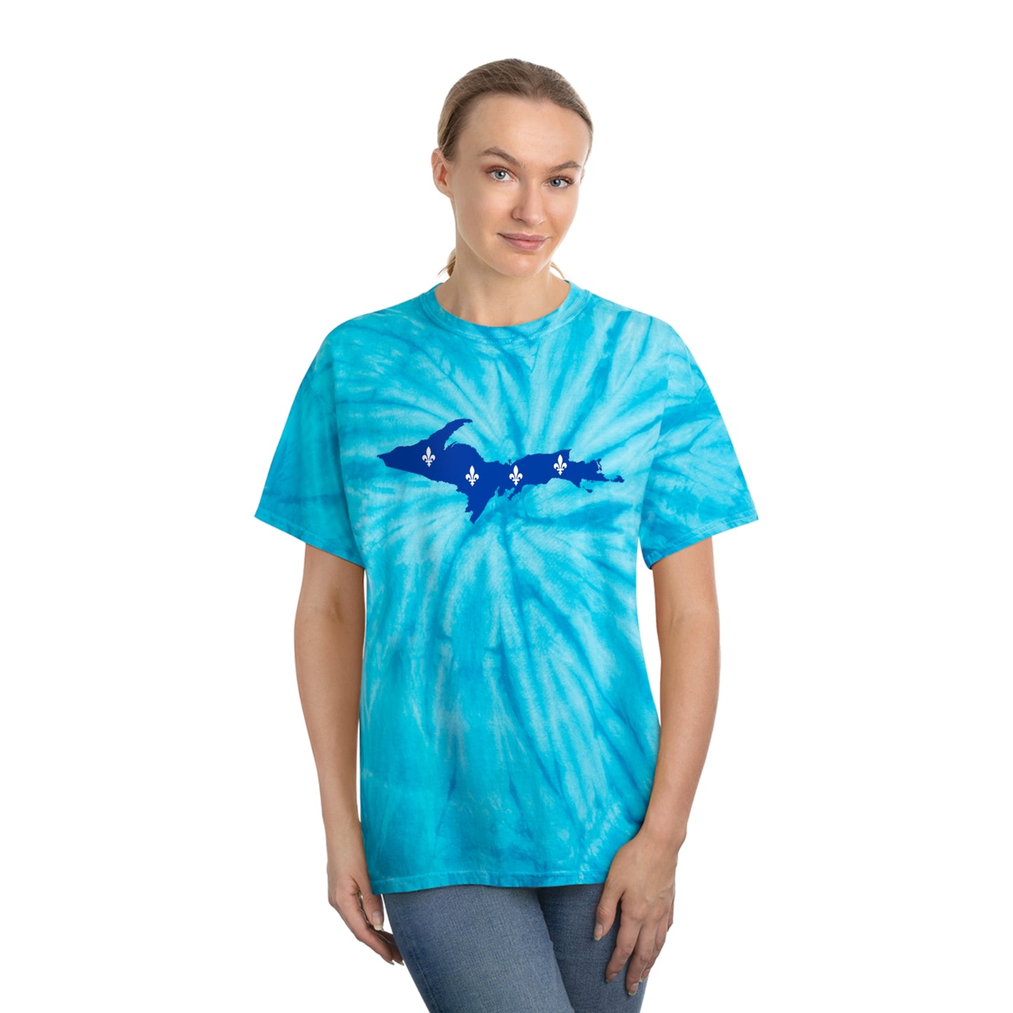 Michigan Upper Peninsula Tie-Dye T-Shirt (w/ UP Quebec Flag) | Unisex Cyclone