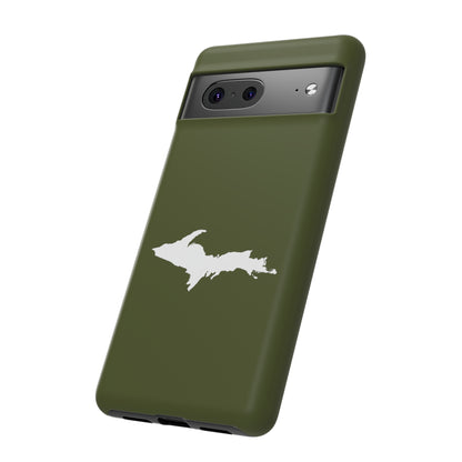 Michigan Upper Peninsula Tough Phone Case (Army Green w/ UP Outline) | Samsung & Pixel Android