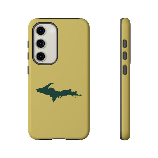 Michigan Upper Peninsula Tough Phone Case (Plum Yellow w/ Green UP Outline) | Samsung & Pixel Android