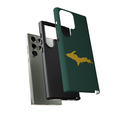 Michigan Upper Peninsula Tough Phone Case (Green w/ Gold UP Outline) | Samsung & Pixel Android