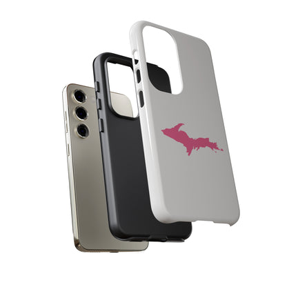 Michigan Upper Peninsula Tough Phone Case (Birch Bark White w/ Pink UP Outline) | Samsung & Pixel Android