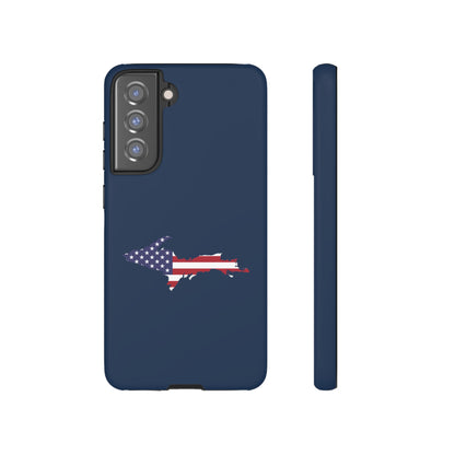 Michigan Upper Peninsula Tough Phone Case (Navy w/ UP USA Flag Outline) | Samsung & Pixel Android