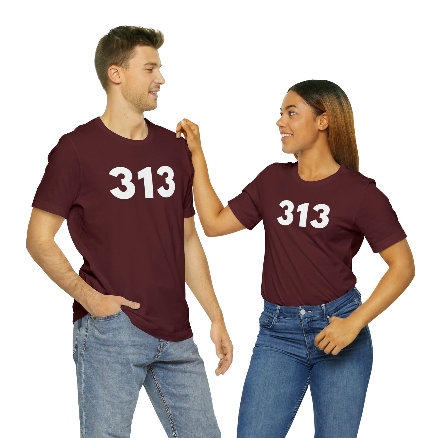 Detroit '313' T-Shirt (Geometric Sans Font) | Unisex Standard Fit