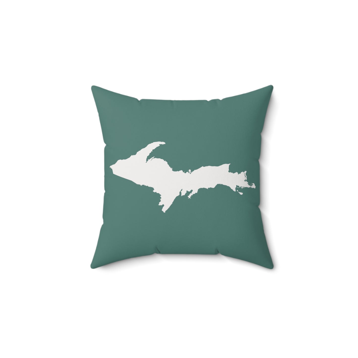 Michigan Upper Peninsula Accent Pillow (w/ UP Outline) | Copper Green