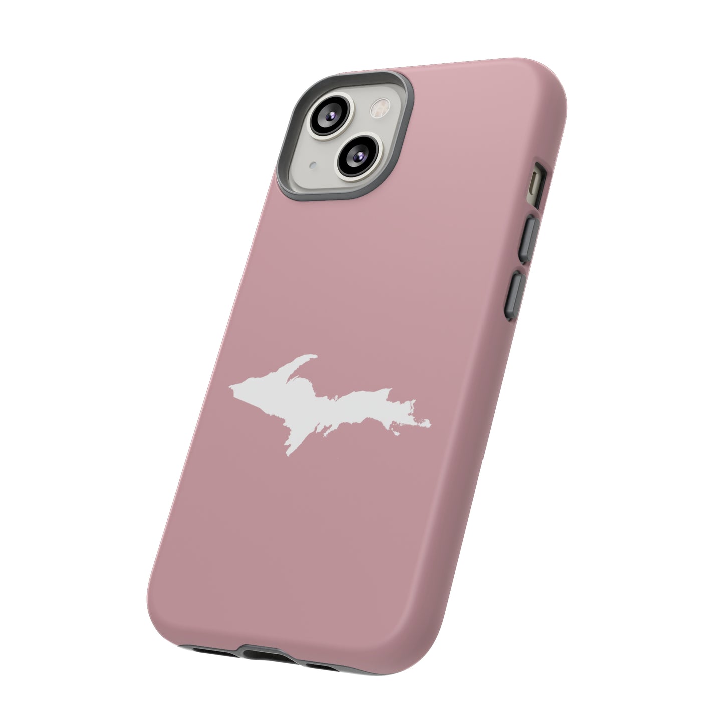 Michigan Upper Peninsula Tough Phone Case (Cherry Blossom Pink w/ UP Outline) | Apple iPhone