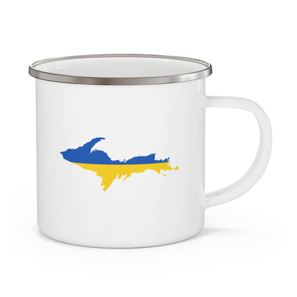 Michigan Upper Peninsula Camping Mug (w/ Ukraine Flag Outline) | 12oz