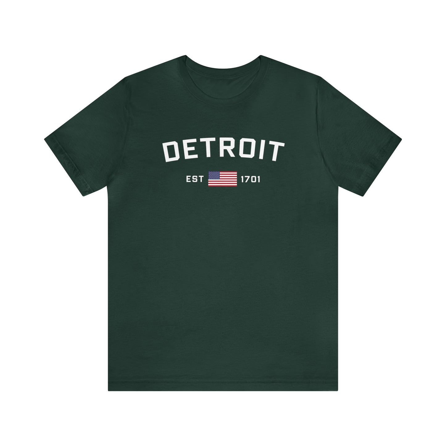 'Detroit EST 1701' T-Shirt (w/ USA Flag Outline) | Unisex Standard Fit