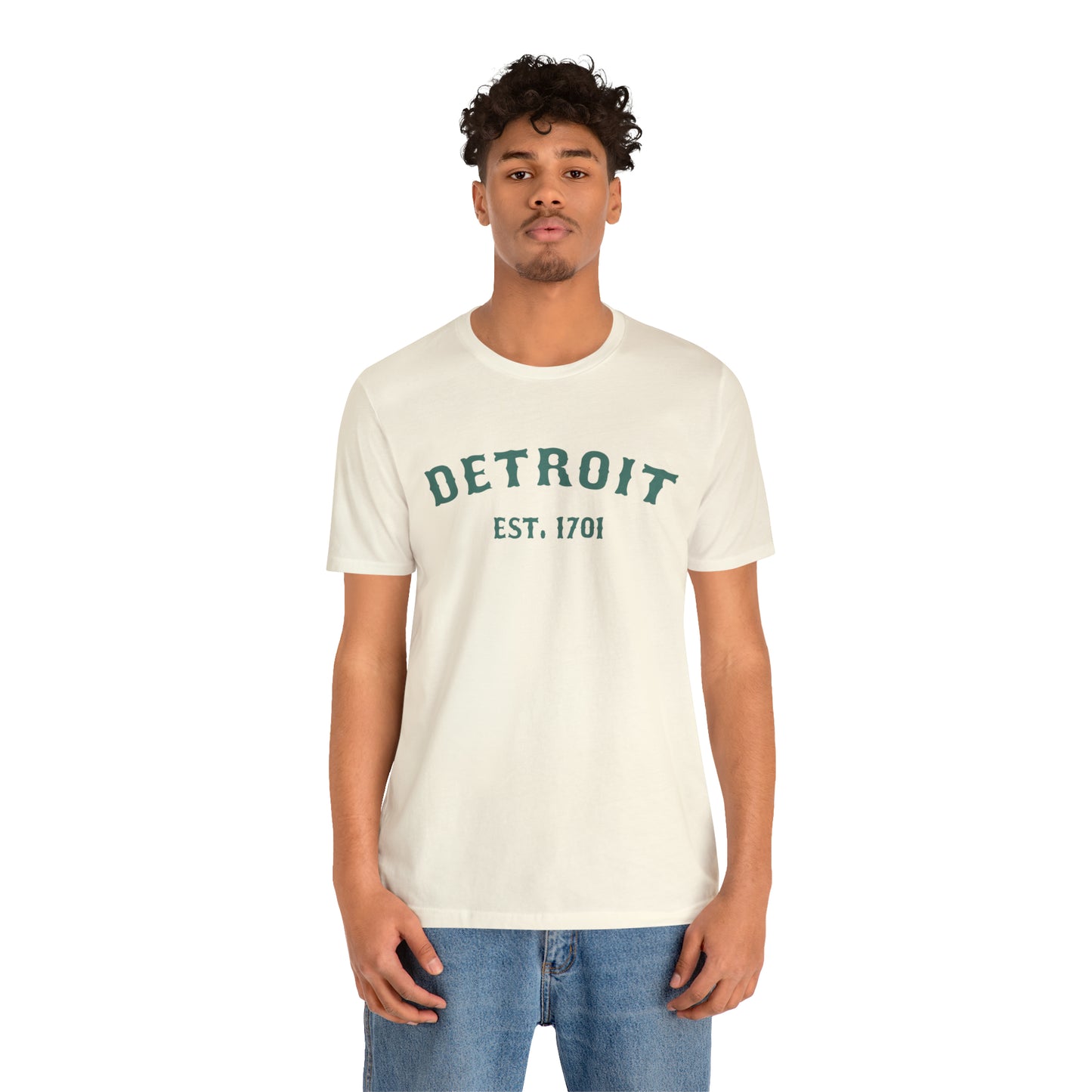 'Detroit EST. 1701' T-Shirt (Copper Green Ballpark Font) | Unisex Standard