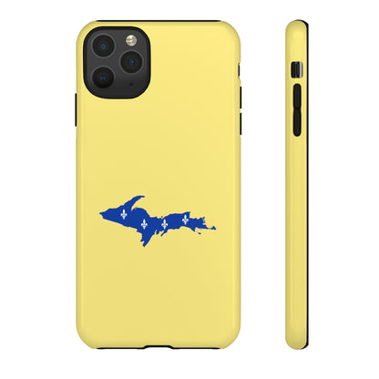 Michigan Upper Peninsula Tough Phone Case (Yellow Cherry Color w/ UP Quebec Flag Outline) | Apple iPhone