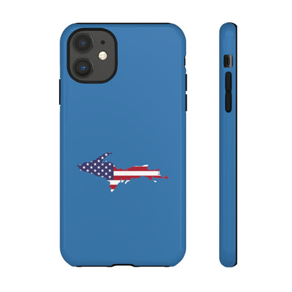 Michigan Upper Peninsula Tough Phone Case (Lake Superior Blue w/ UP USA Flag Outline) | Apple iPhone