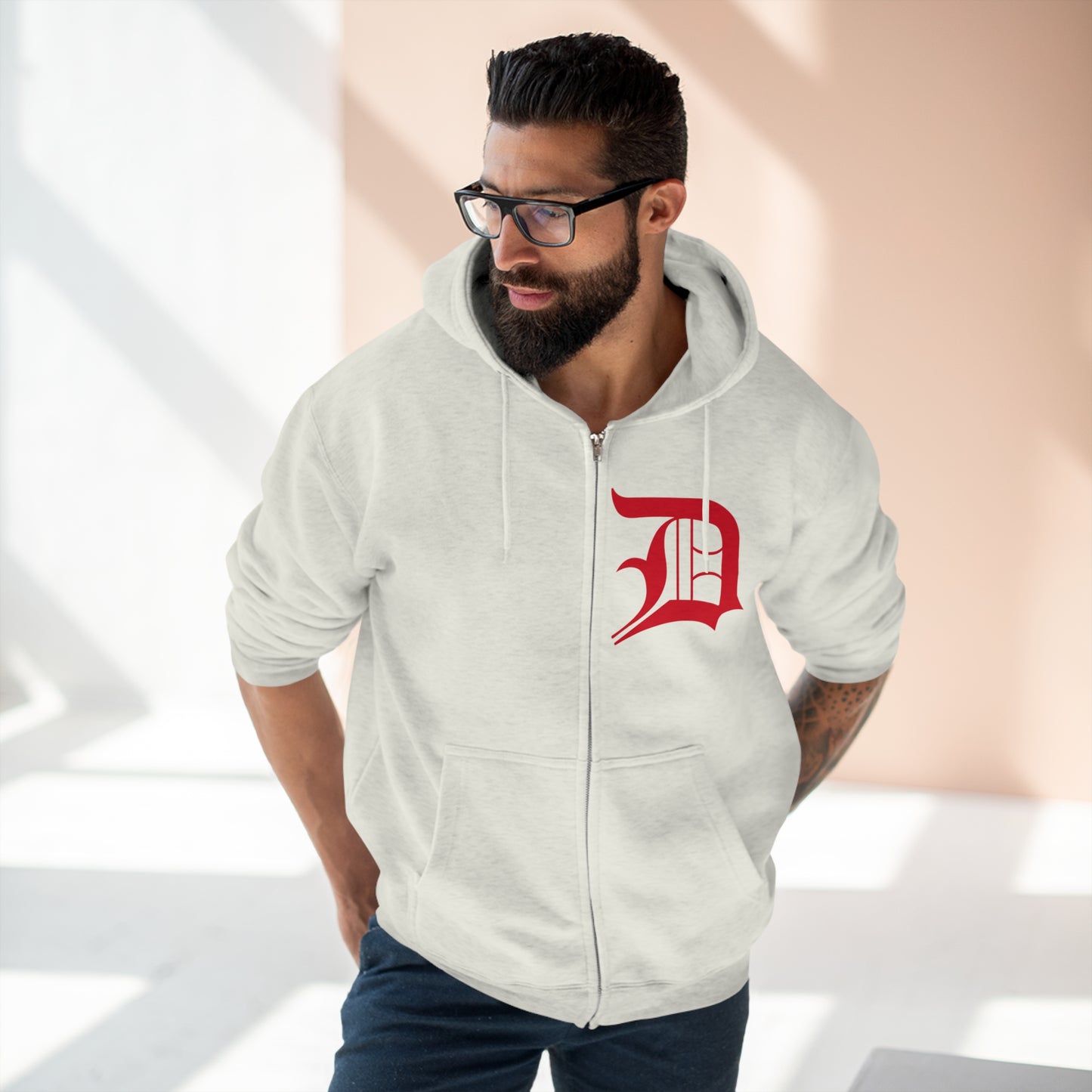 Detroit 'Old English D' Hoodie (Aliform Red) | Unisex Full Zip