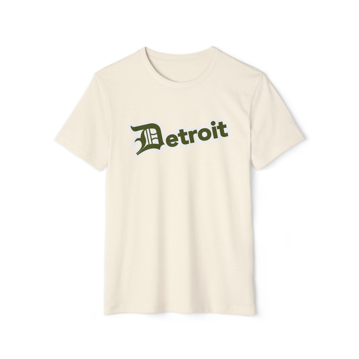 Detroit' T-Shirt (Army Green Old English 'D') | Unisex Recycled Organic