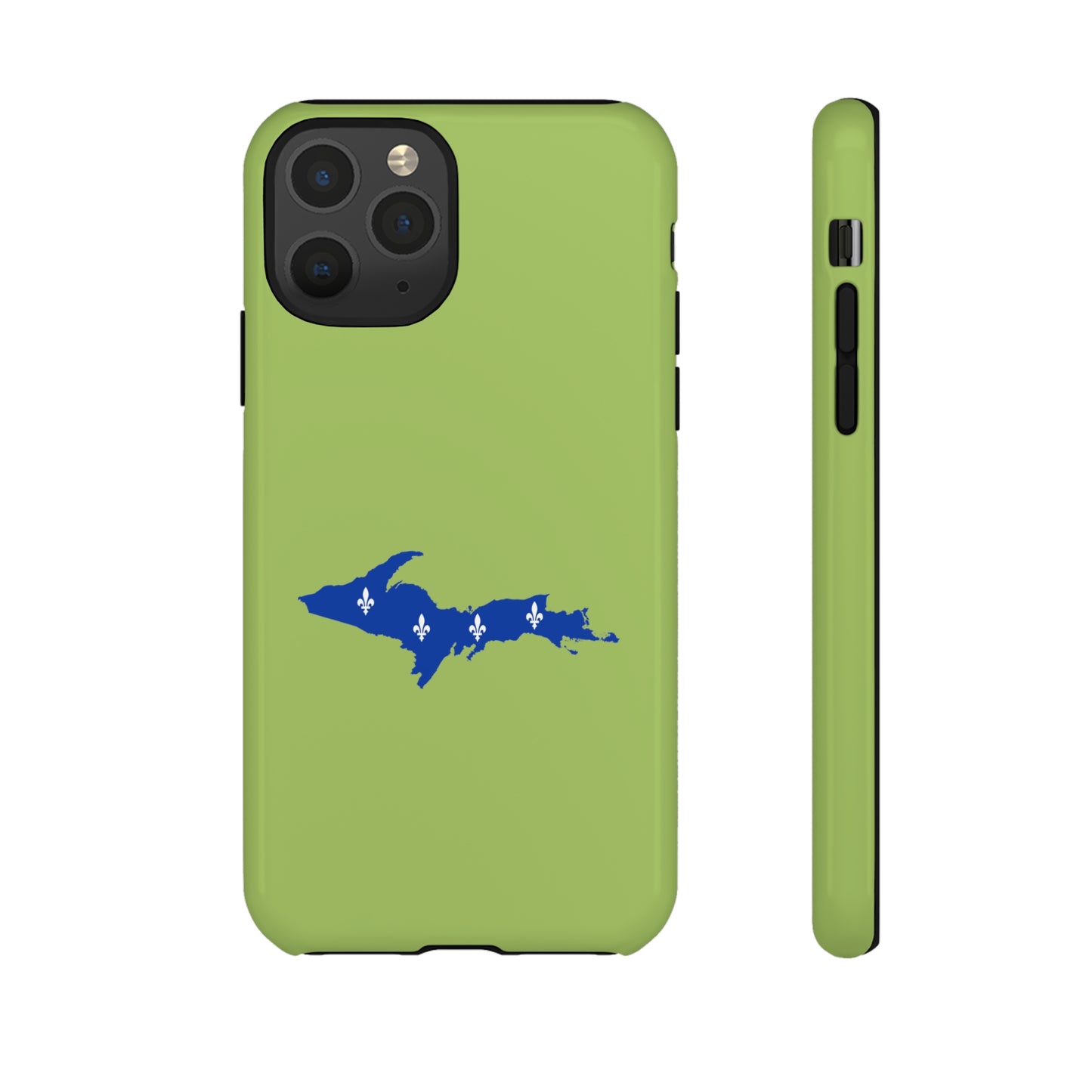 Michigan Upper Peninsula Tough Phone Case (Gooseberry Green w/ UP Quebec Flag Outline) | Apple iPhone