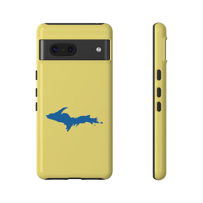 Michigan Upper Peninsula Tough Phone Case (Yellow Cherry w/ Azure UP Outline) | Samsung & Pixel Android