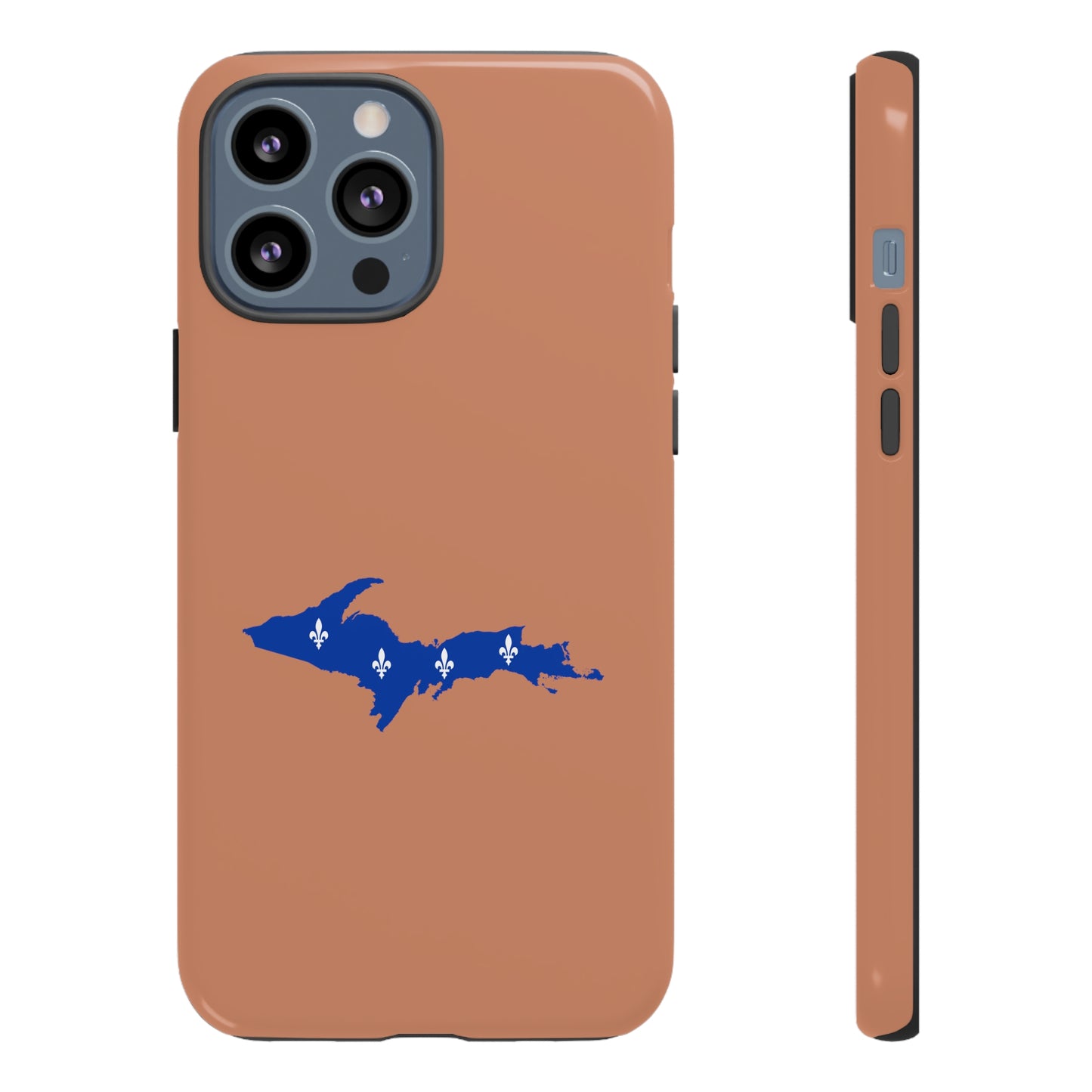 Michigan Upper Peninsula Tough Phone Case (Copper Color w/ UP Quebec Flag Outline) | Apple iPhone