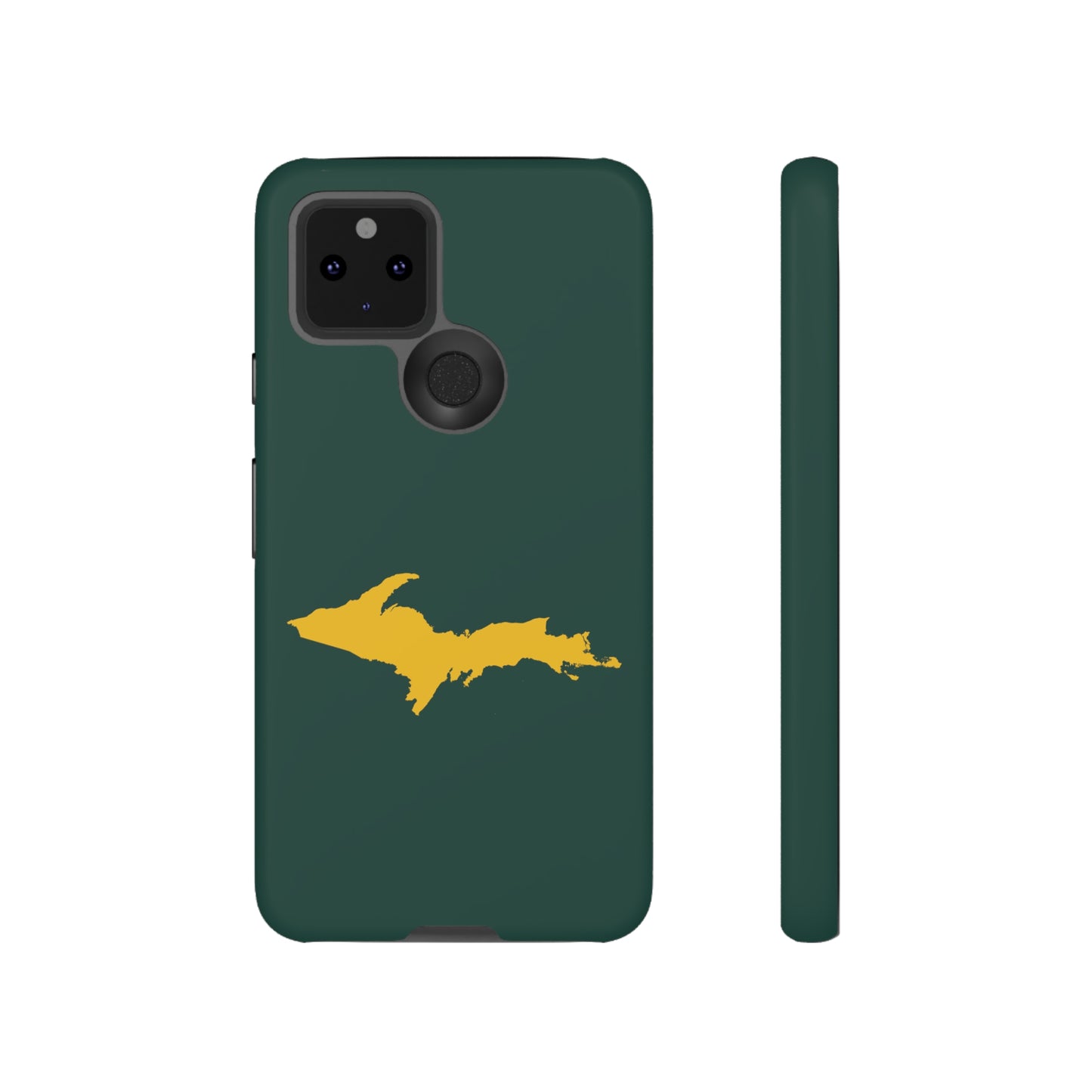 Michigan Upper Peninsula Tough Phone Case (Green w/ Gold UP Outline) | Samsung & Pixel Android