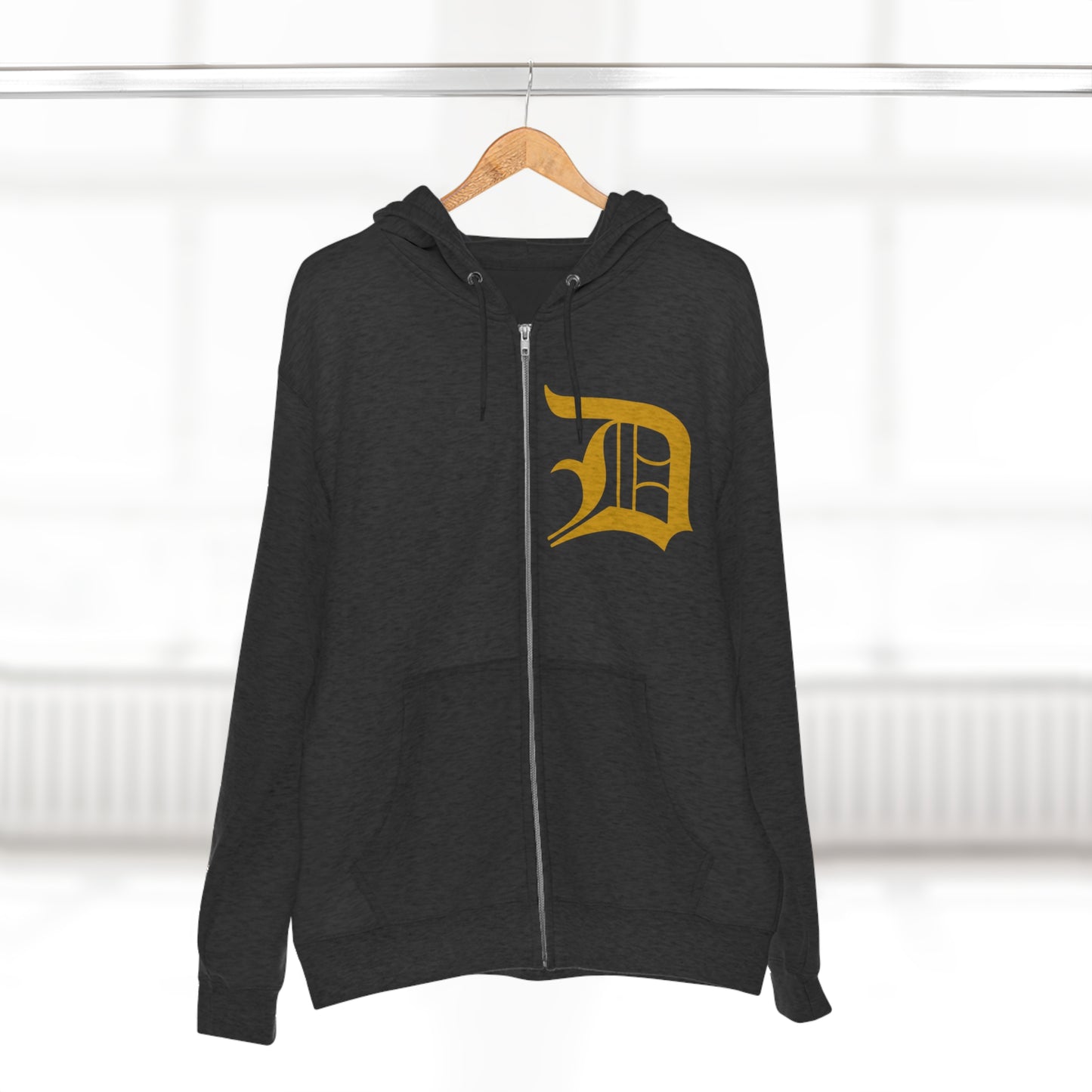 Detroit 'Old English D' Hoodie (Gold) | Unisex Full Zip