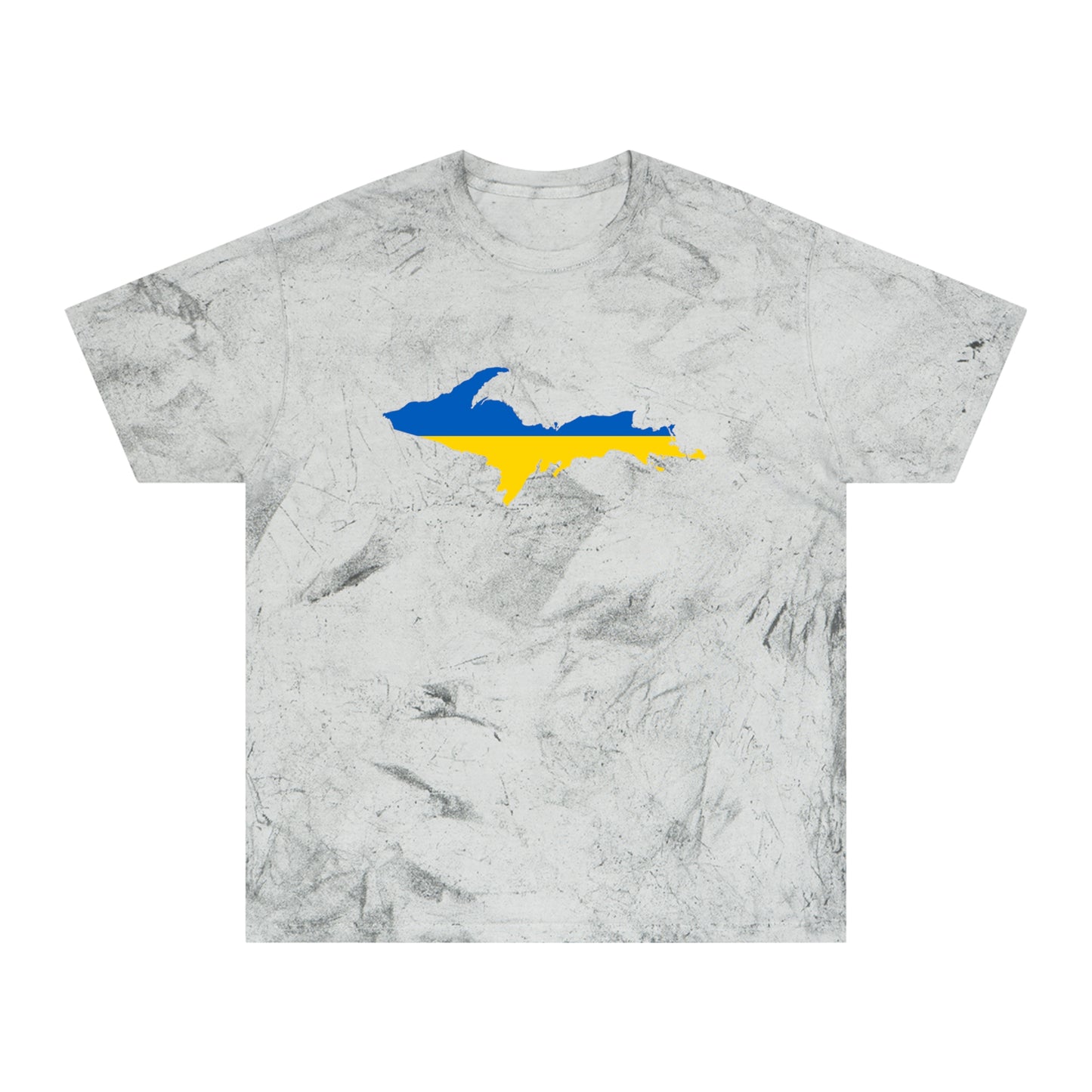 Michigan Upper Peninsula T-Shirt (w/ UP Ukraine Flag Outline) | Unisex Color Blast