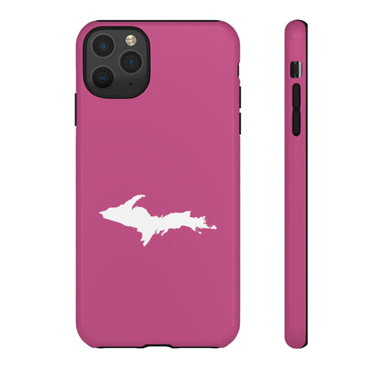 Michigan Upper Peninsula Tough Phone Case (Apple Blossom Pink w/ UP Outline) | Apple iPhone