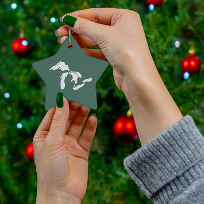 Great Lakes Christmas Ornament (Copper Green) | Ceramic - 4 Shapes