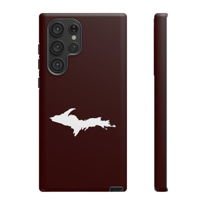 Michigan Upper Peninsula Tough Phone Case (Cherrywood Color w/ UP Outline) | Samsung & Pixel Android