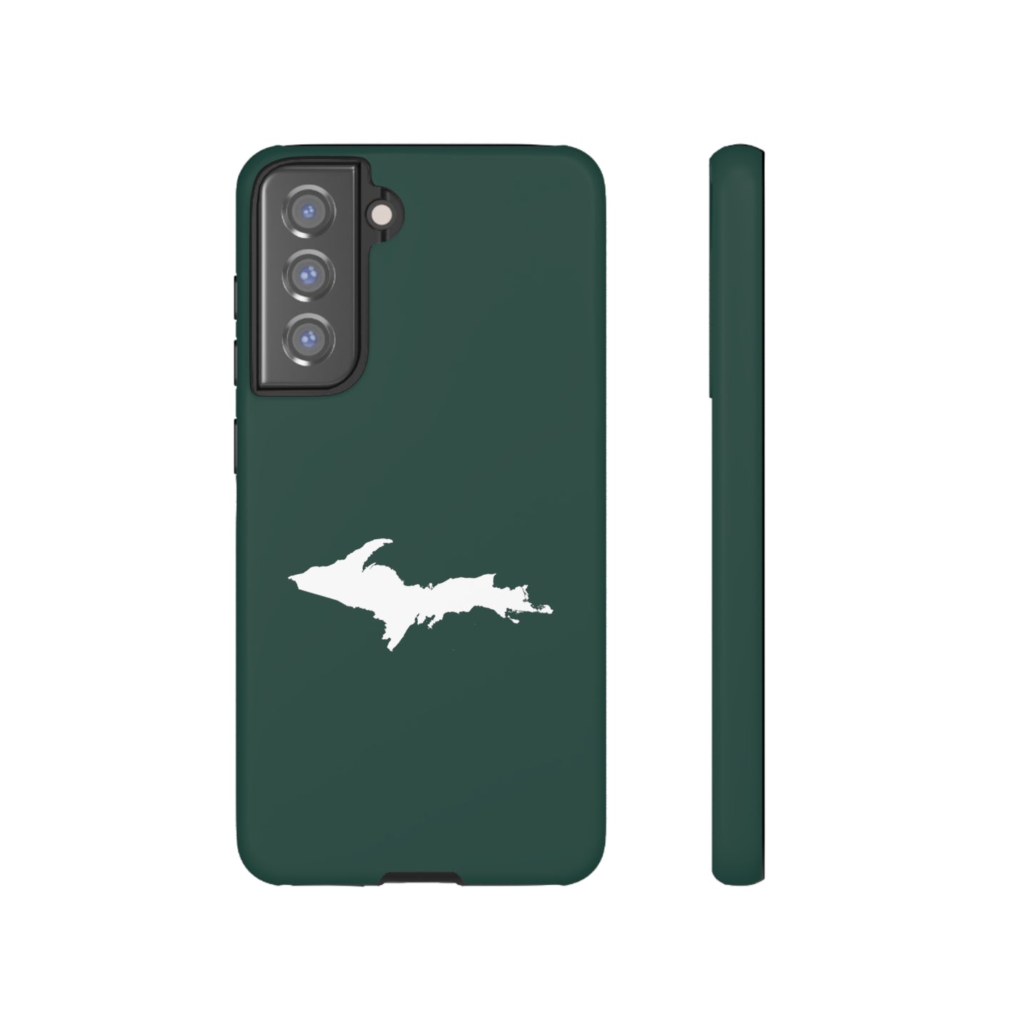 Michigan Upper Peninsula Tough Phone Case (Green w/ White UP Outline) | Samsung & Pixel Android