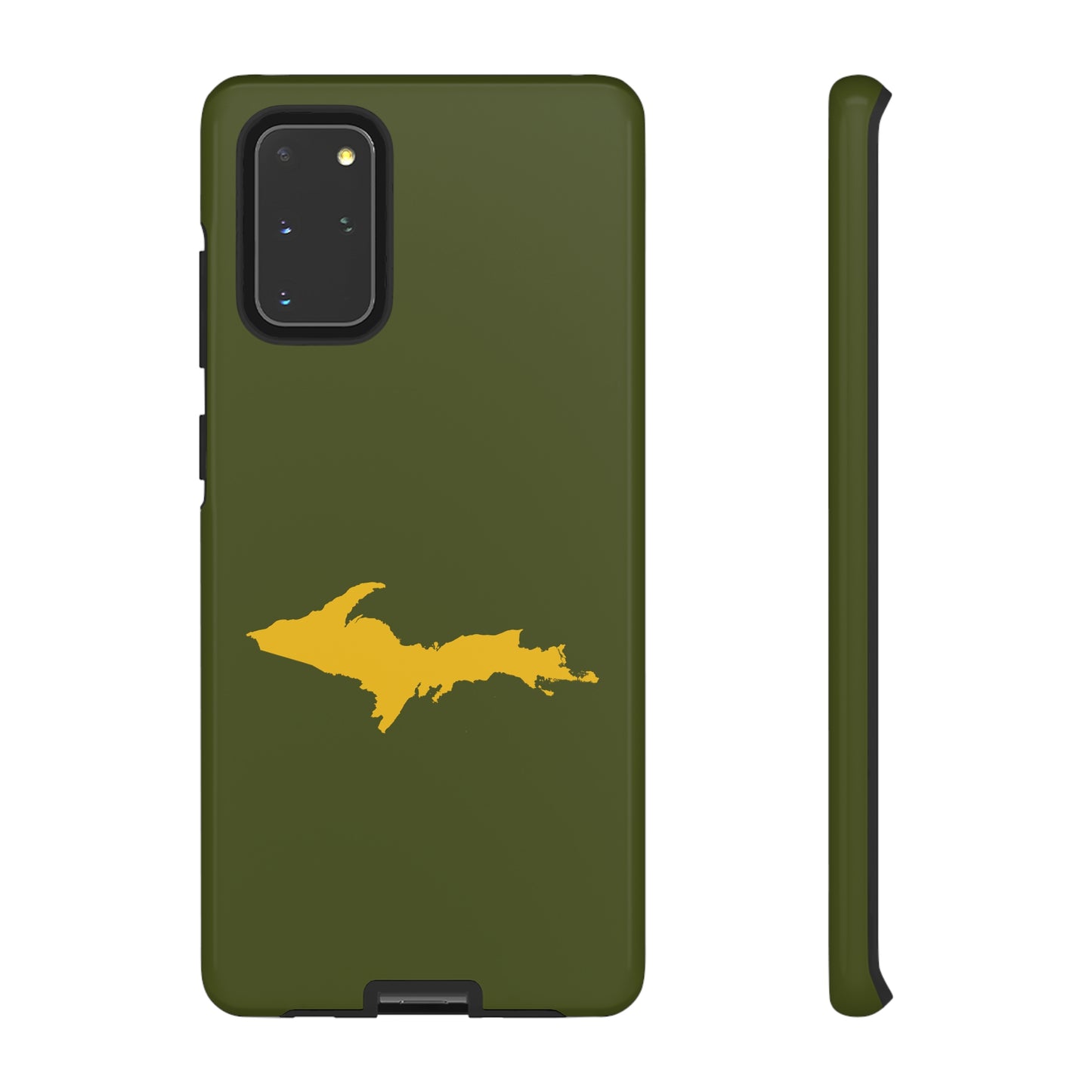 Michigan Upper Peninsula Tough Phone Case (Army Green w/ Gold UP Outline) | Samsung & Pixel Android