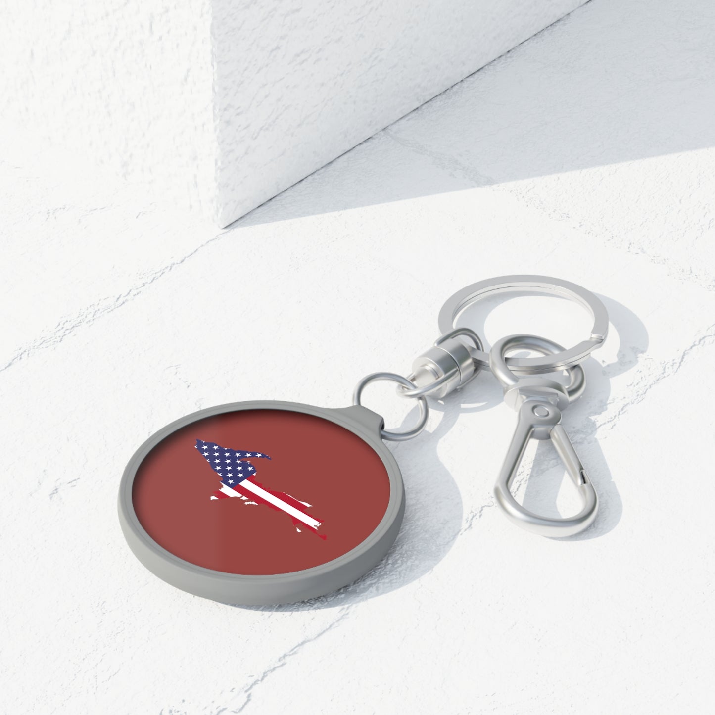 Michigan Upper Peninsula Keyring (w/ UP USA Flag) | Ore Dock Red