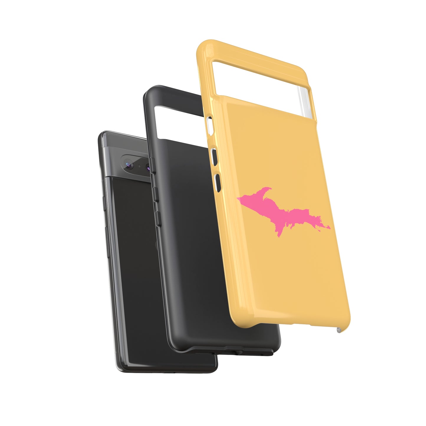 Michigan Upper Peninsula Tough Phone Case (Citrine w/ Pink UP Outline) | Samsung & Pixel Android