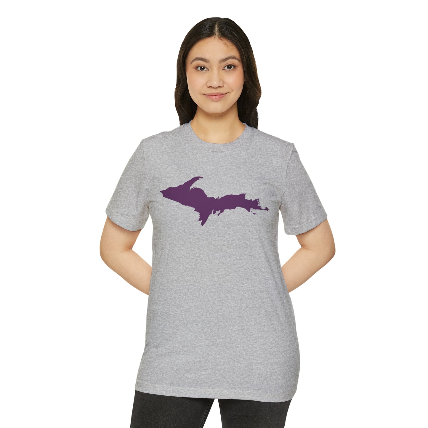 Michigan Upper Peninsula T-Shirt (w/ Plum UP Outline) | Unisex Recycled Organic