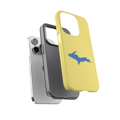 Michigan Upper Peninsula Tough Phone Case (Yellow Cherry Color w/ Azure UP Outline) | Apple iPhone